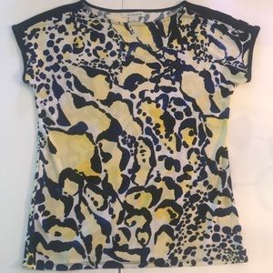Liz Claiborne leopard splatter print top blouse